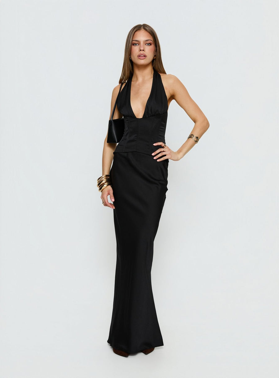 In A Trance Halter Corset Maxi Dress Black · photo 2
