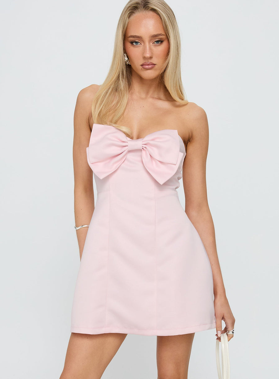 Genevie Strapless Bow Bust Mini Dress Light Pink · photo 2