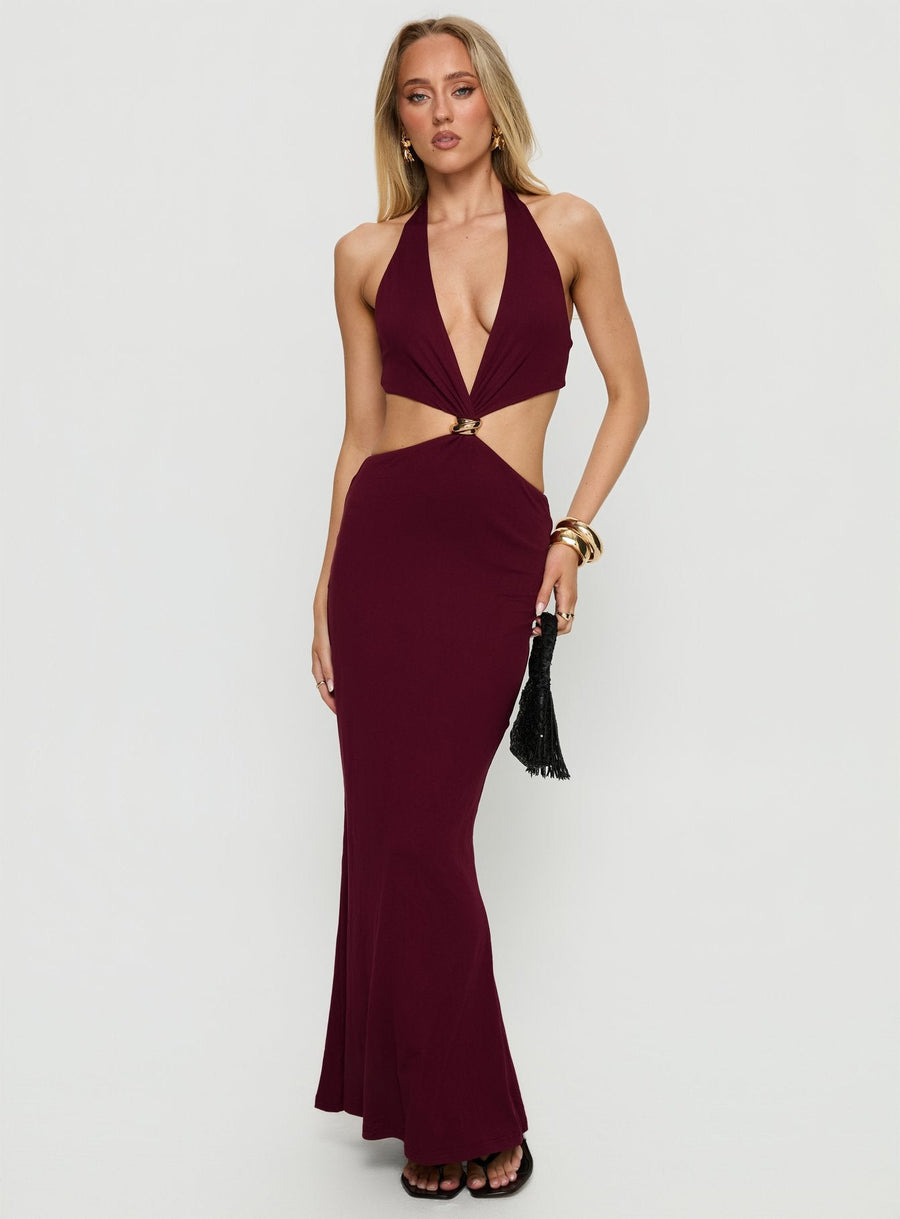 Idella Halter Cut Out Maxi Dress Plum · photo 2
