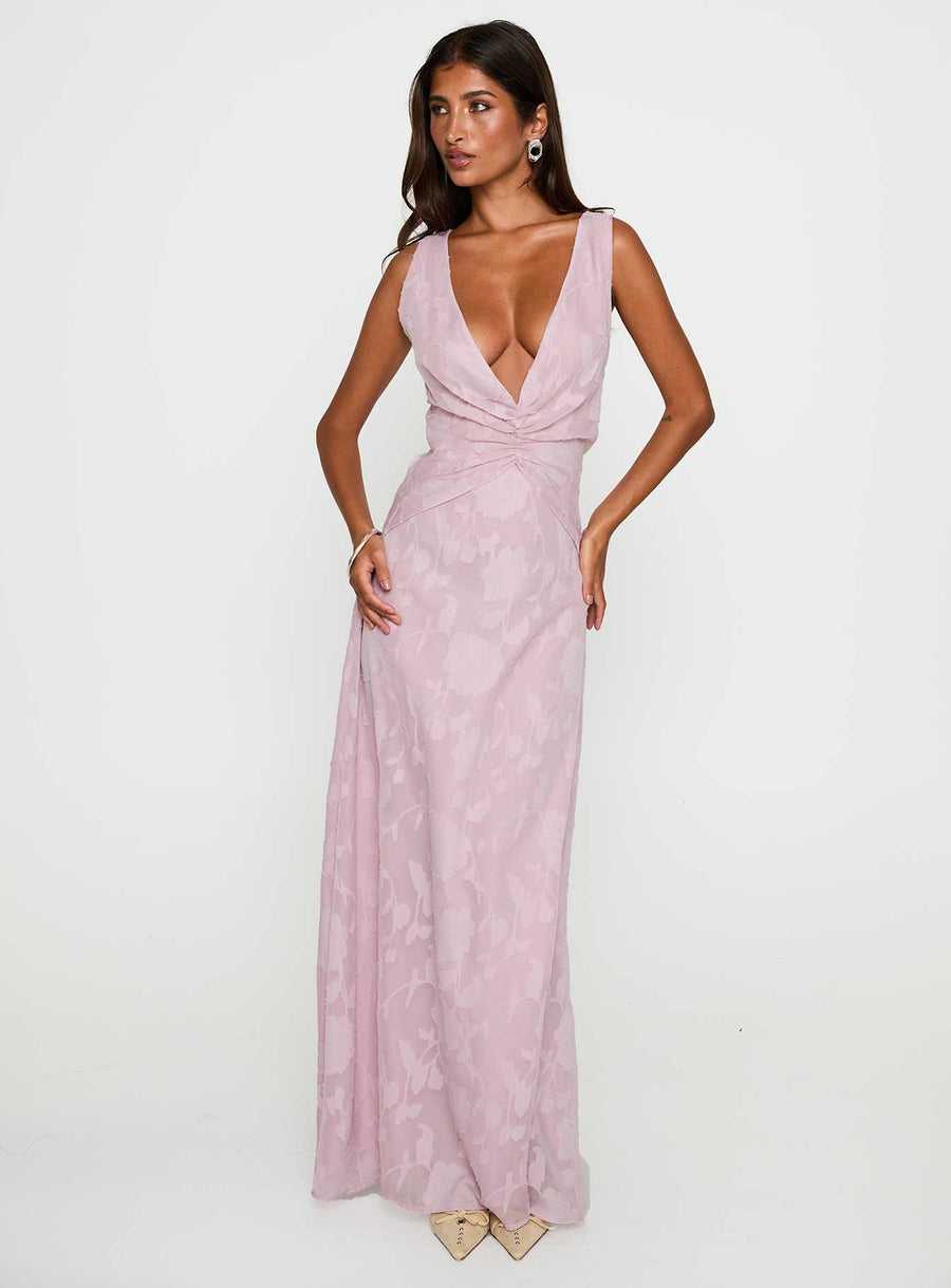 Frederica Plunge Burnout Maxi Dress Mauve · photo 2