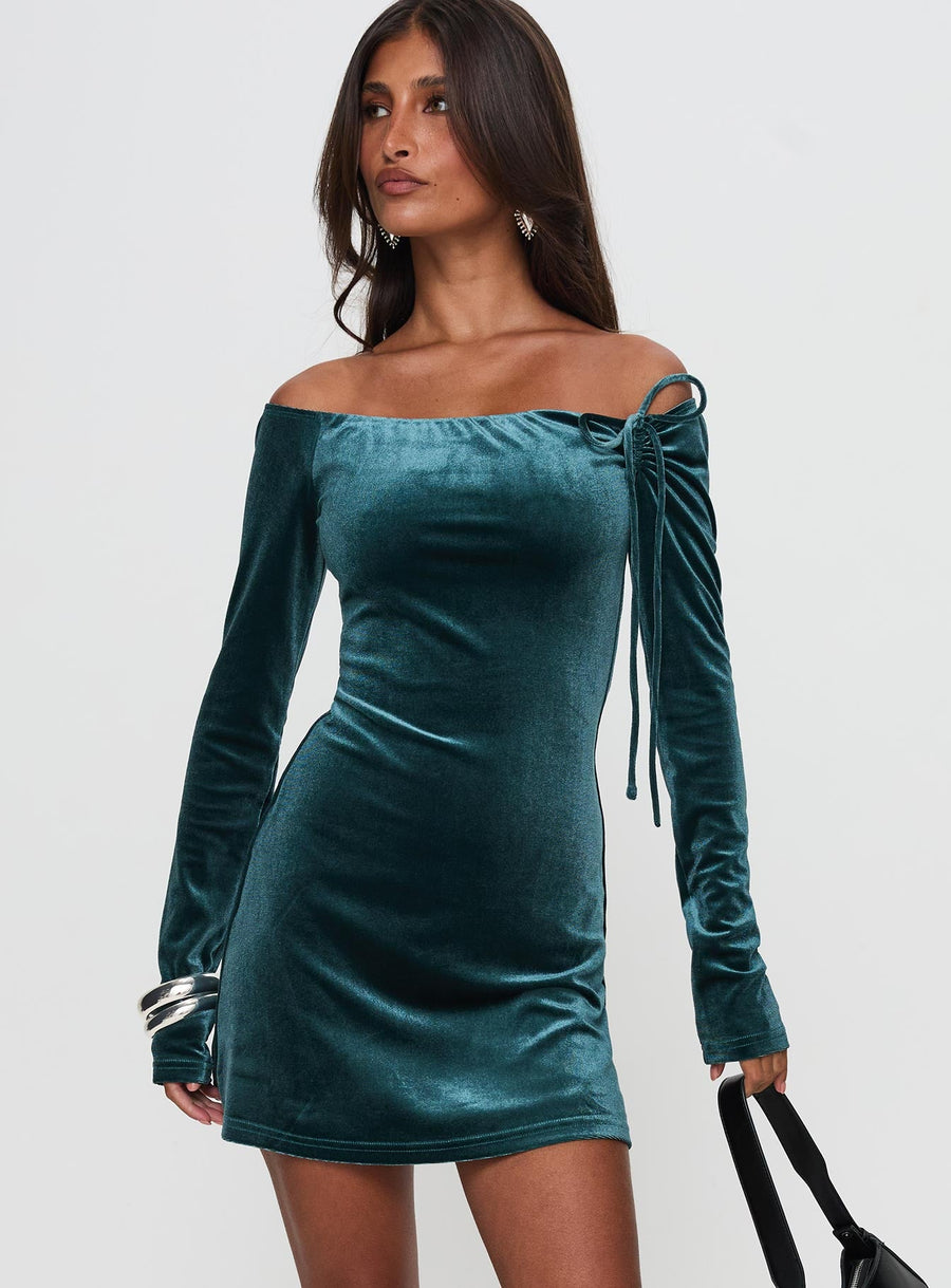 Intertwine Long Sleeve Mini Dress Forest Green · photo 1