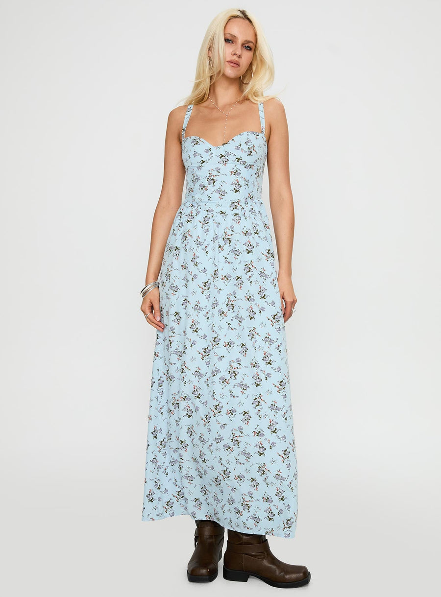 Izebella Maxi Dress Blue Floral · photo 1