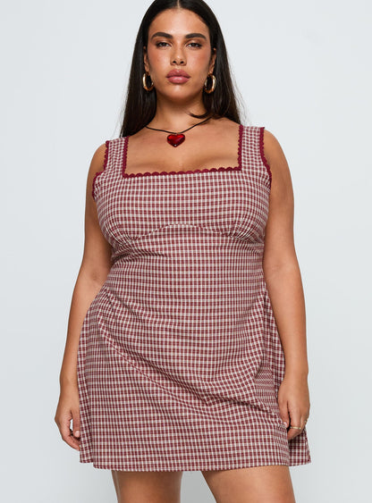 Dasha Mini Dress Red Check Curve