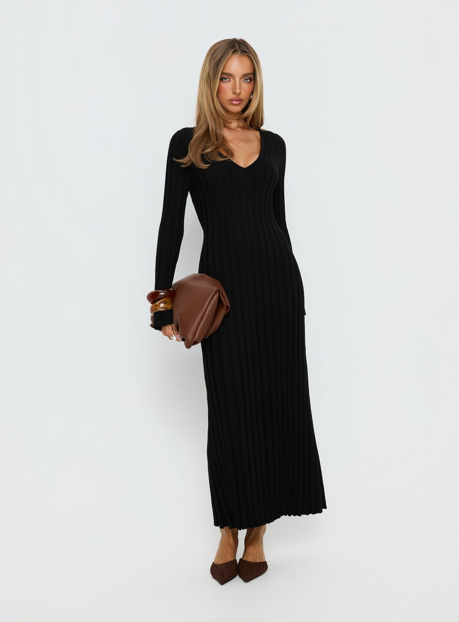 Gratuita Long Sleeve Rib Maxi Dress Black · photo 1