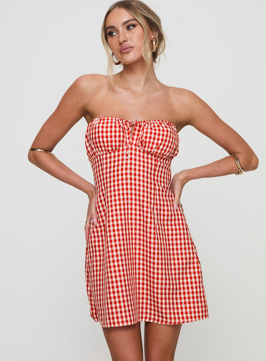 Double Date Mini Dress Red Gingham · photo 2