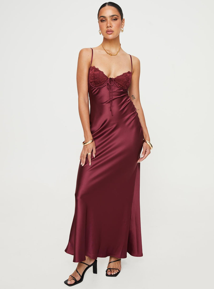 Fadyen Bias Cut Maxi Dress Burgundy · photo 2