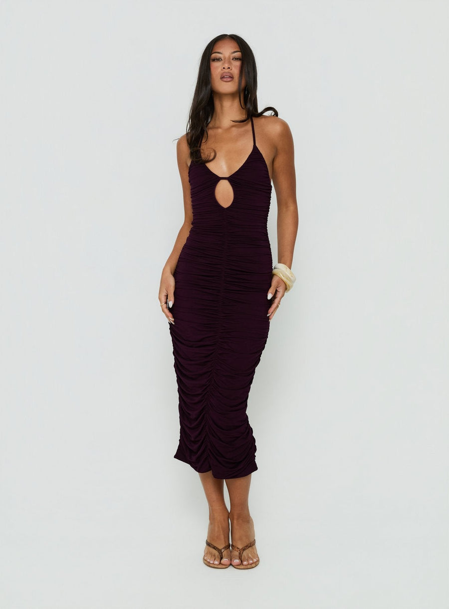 Gracie Halter Neck Midi Dress Plum · photo 2