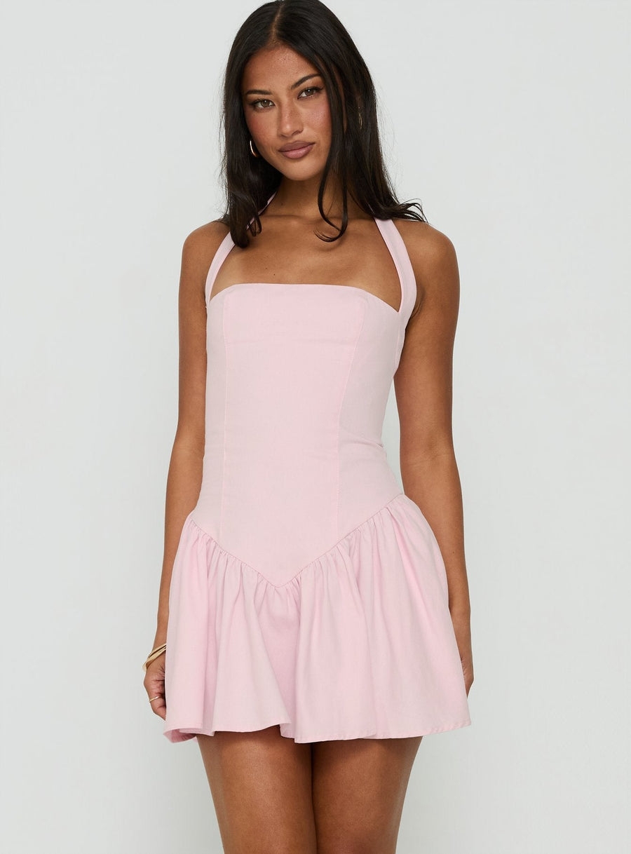 Esatora Halter Flare Mini Dress Pink · photo 2