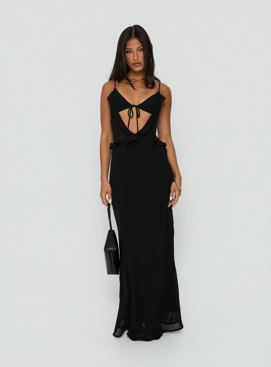 Isamia Frill Cutout Maxi Dress Black · photo 2