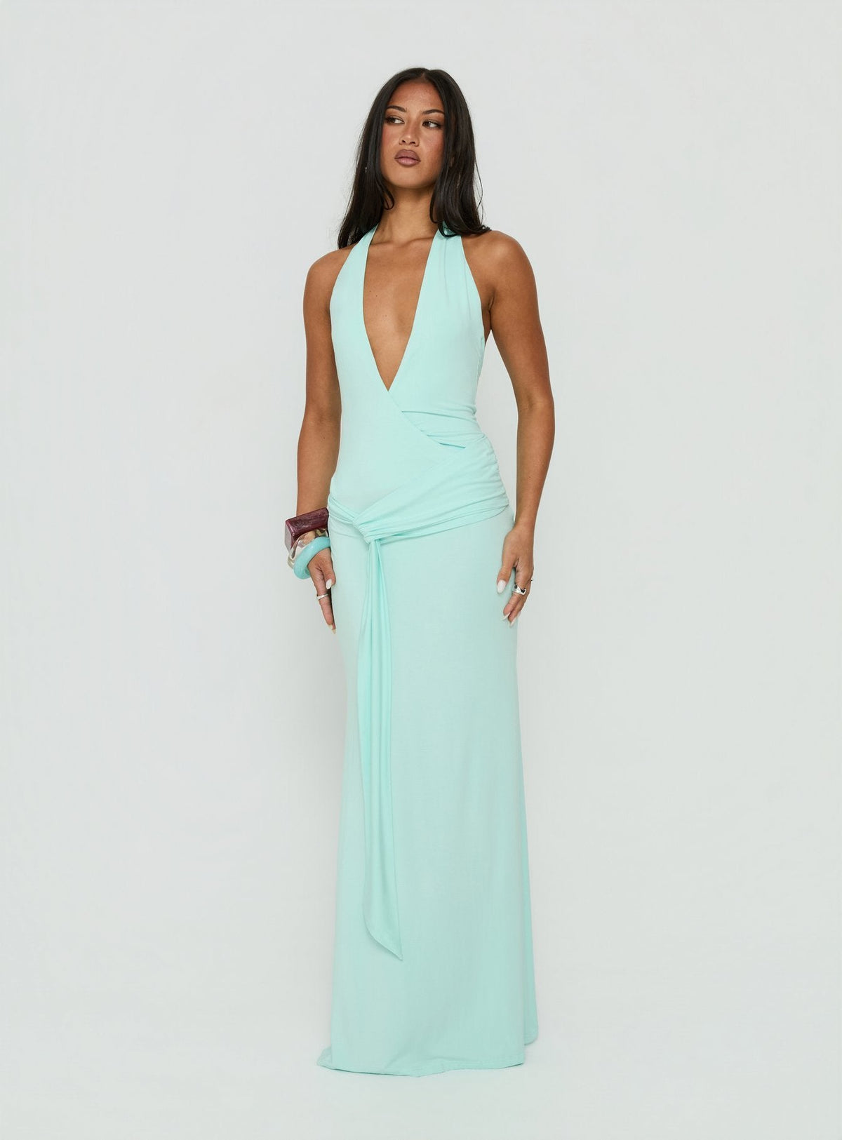 So Major Draped A-Line Maxi Dress Blue