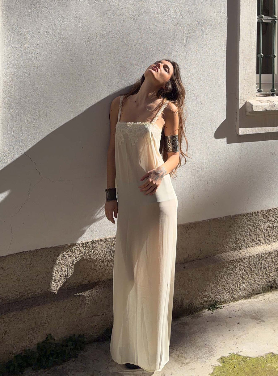 Glacial Sheer Maxi Dress Butter · photo 1