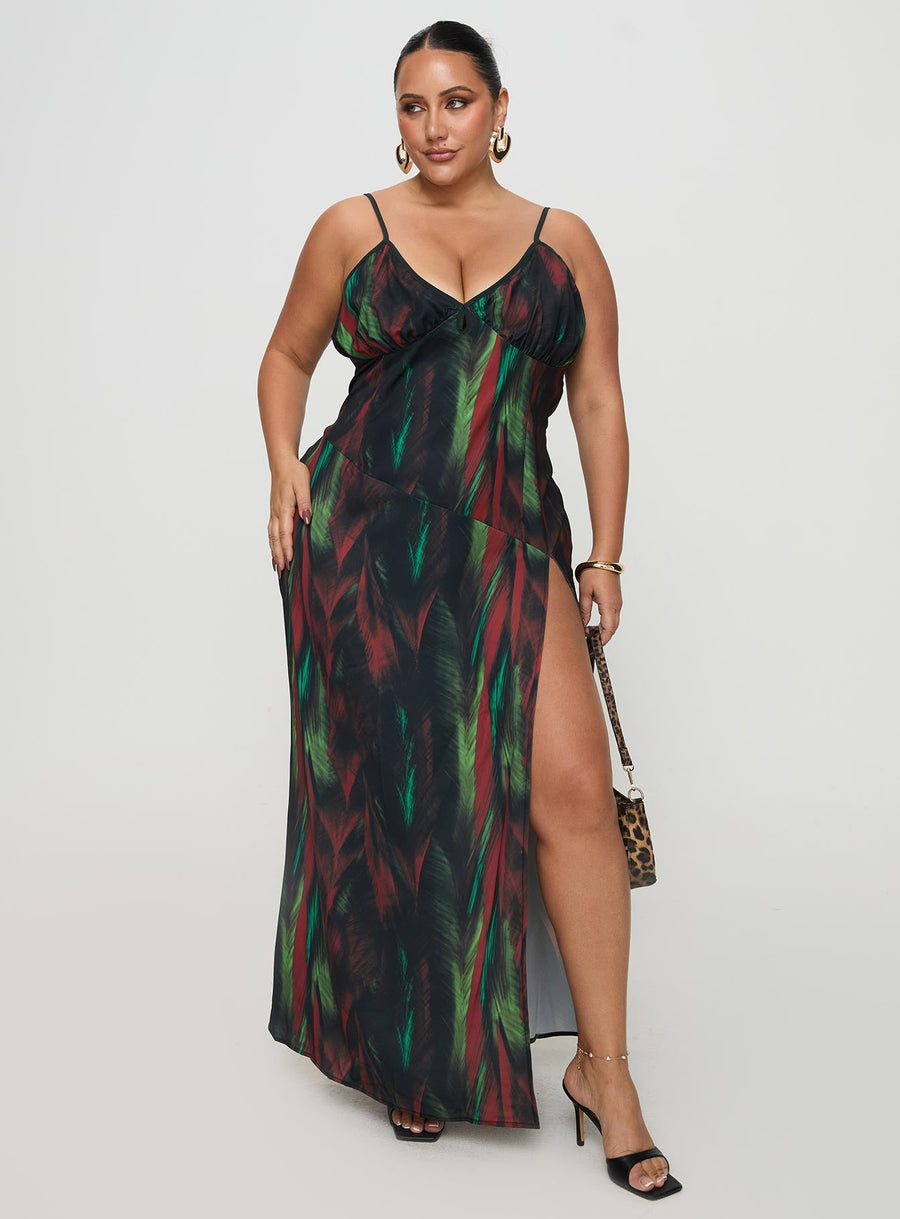 Feather Maxi Dress Multi Curve · photo 2