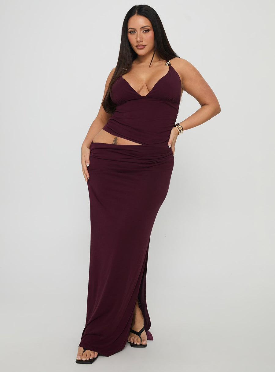 Imeraldia Hardware Halter Maxi Dress Currant Curve · photo 1