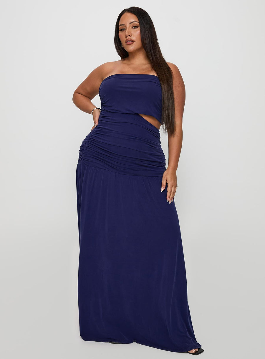 Grandeur Strapless Maxi Dress Navy Curve · photo 2