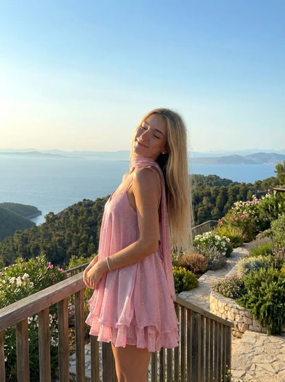 Positano Sequin Halter Mini Dress