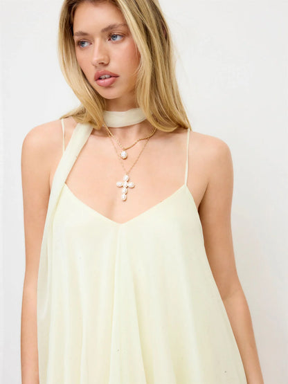 Positano Sequin Halter Mini Dress