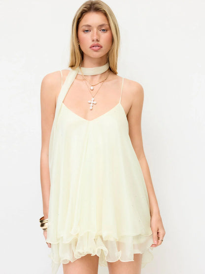 Positano Sequin Halter Mini Dress