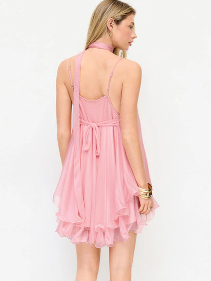 Positano Sequin Halter Mini Dress