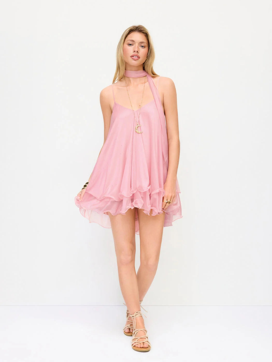 Positano Sequin Halter Mini Dress