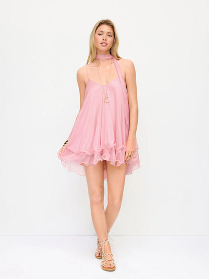Positano Sequin Halter Mini Dress