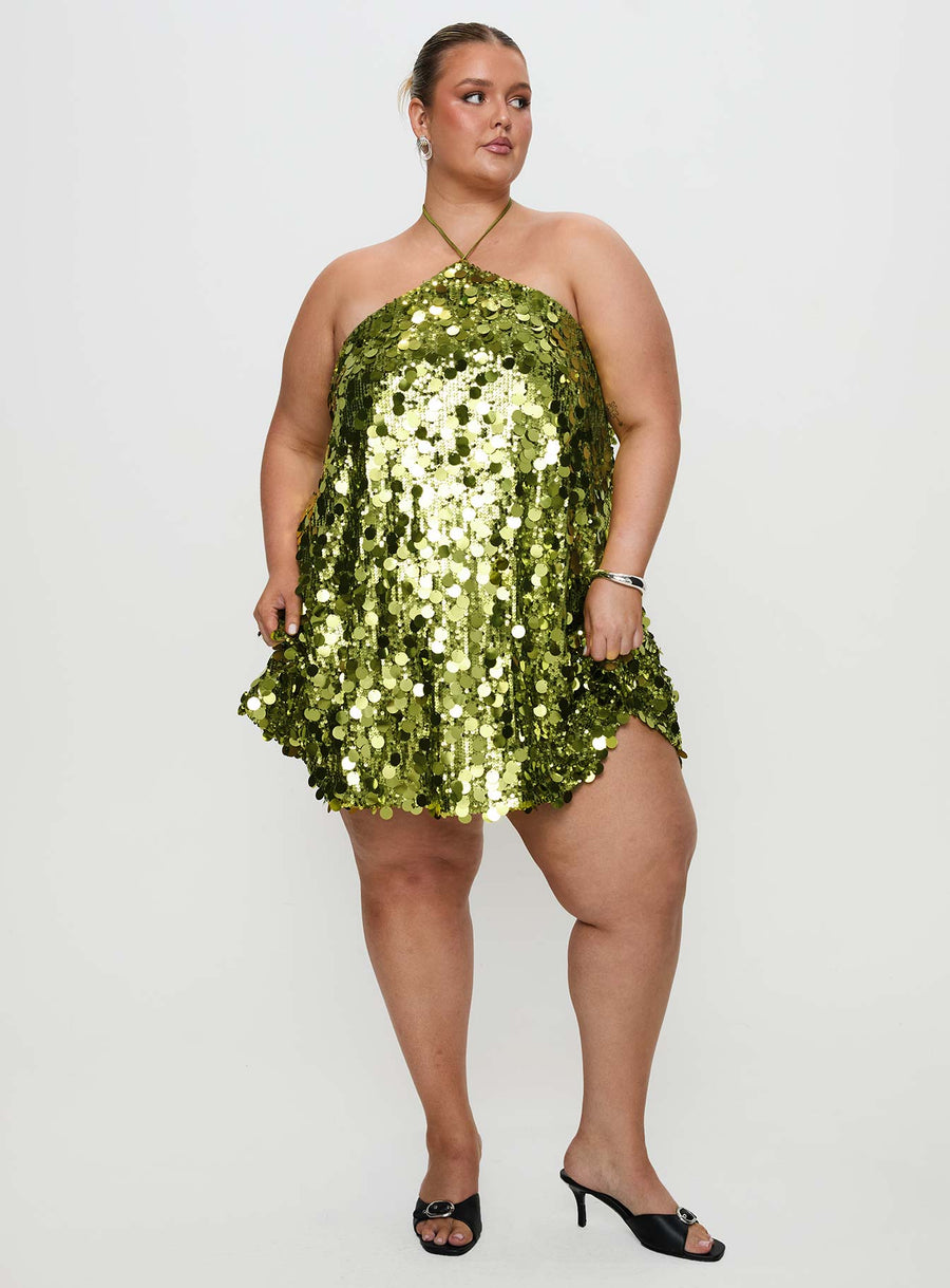 Fluorescents Halter Mini Dress Green Curve · photo 3