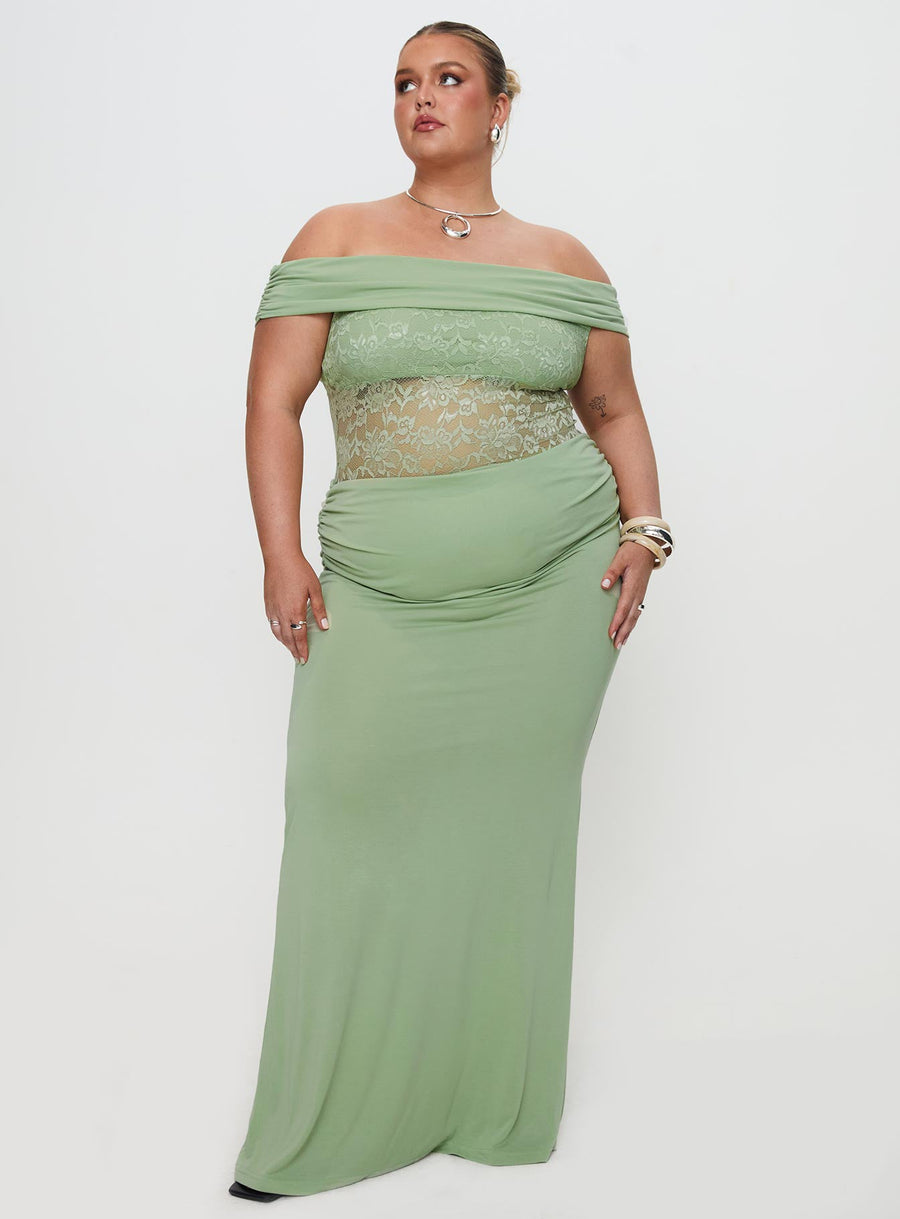 Gwendolen Off The Shoulder Maxi Dress Green Curve · photo 3