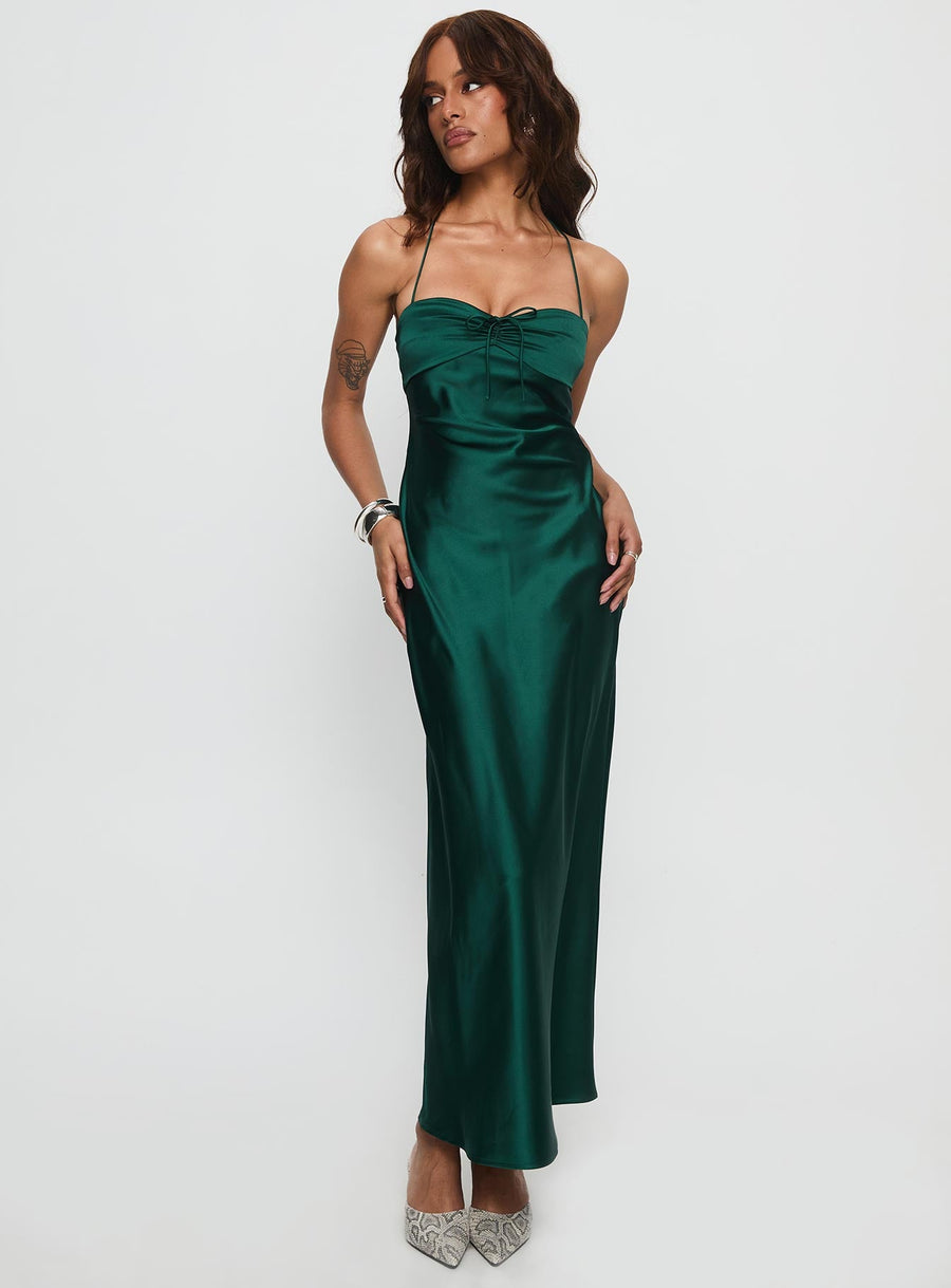 Fireproof Halter Maxi Dress Forest Green · photo 2