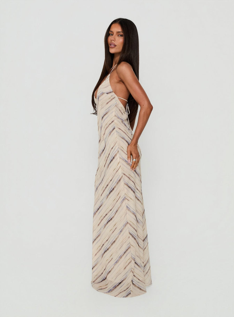 Esmira Halter Maxi Dress Cream Stripe · photo 3