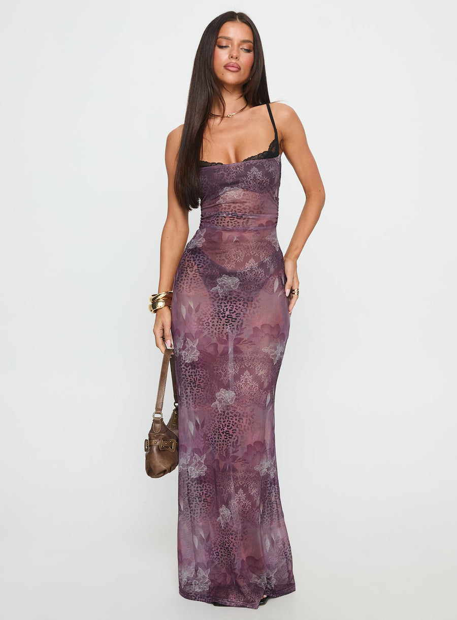 Evera Sheer Built In Bra Maxi Dress Purple · photo 3