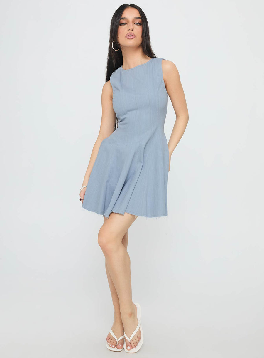 Composure Pleat Mini Dress Blue · photo 2
