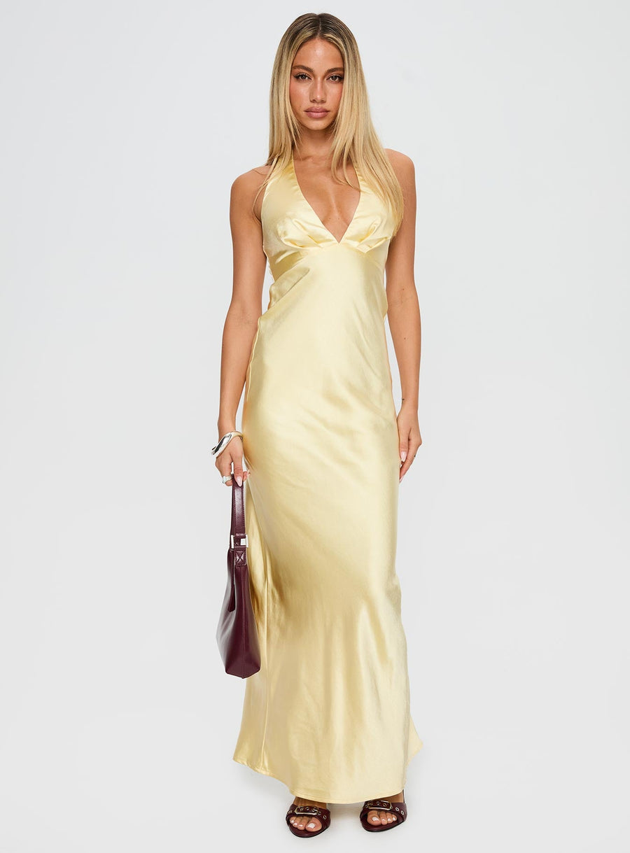 Good For You Halter Maxi Dress Lemon · photo 3