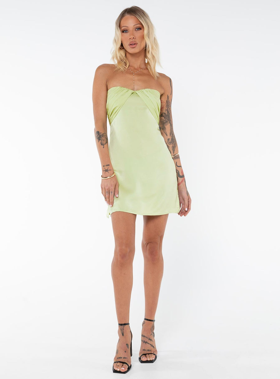 Irena Strapless Mini Dress Green Tall · photo 3