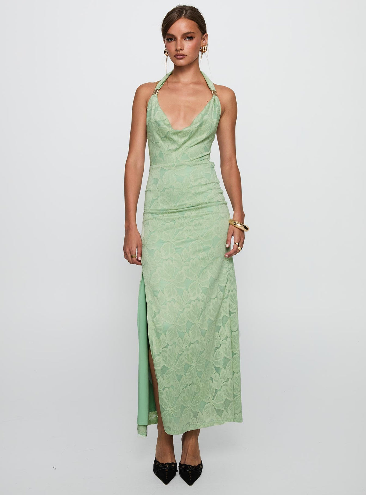 Starfall Halter Maxi Dress Sage