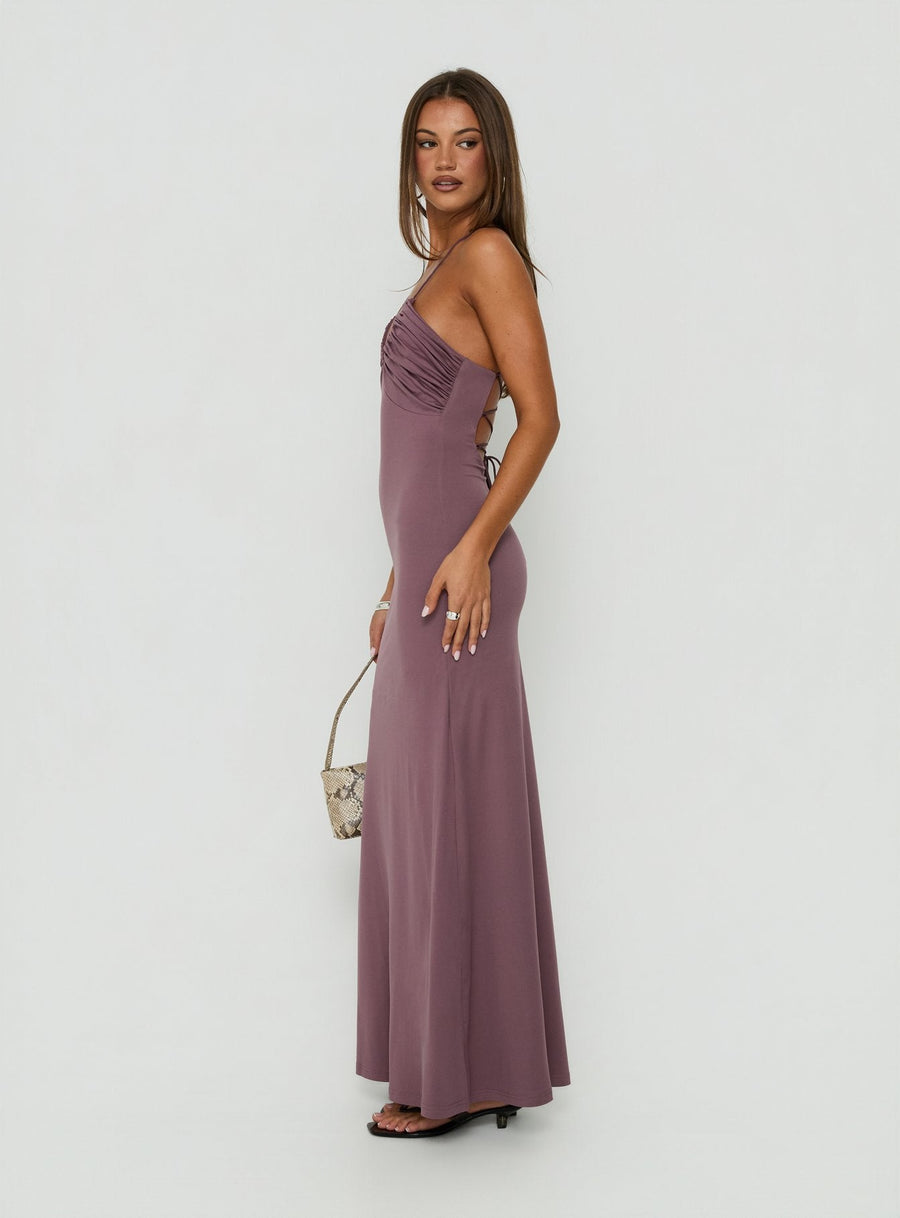 Esolda Ruched Low Back Maxi Dress Dusty Mauve · photo 3