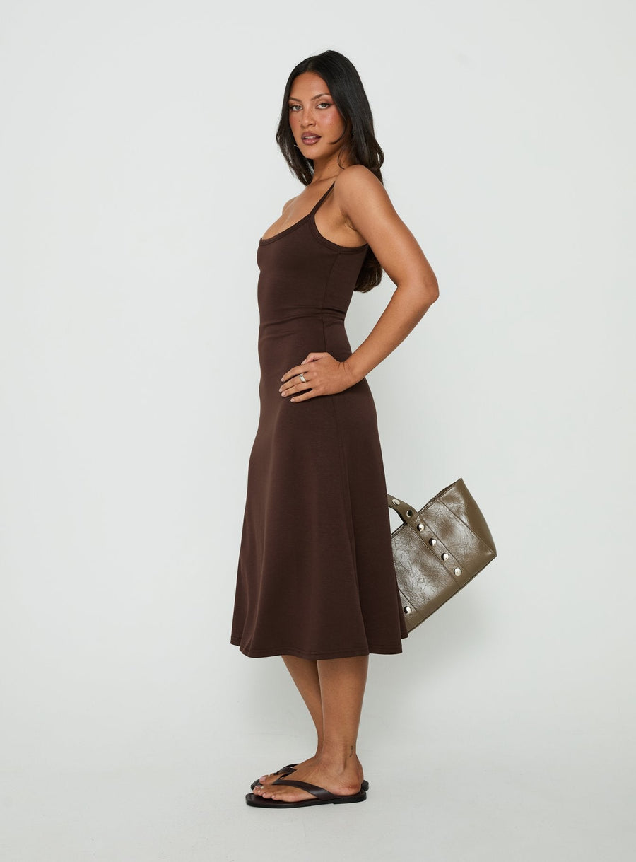 Esmiana Slinky Midi Dress Chocolate · photo 3