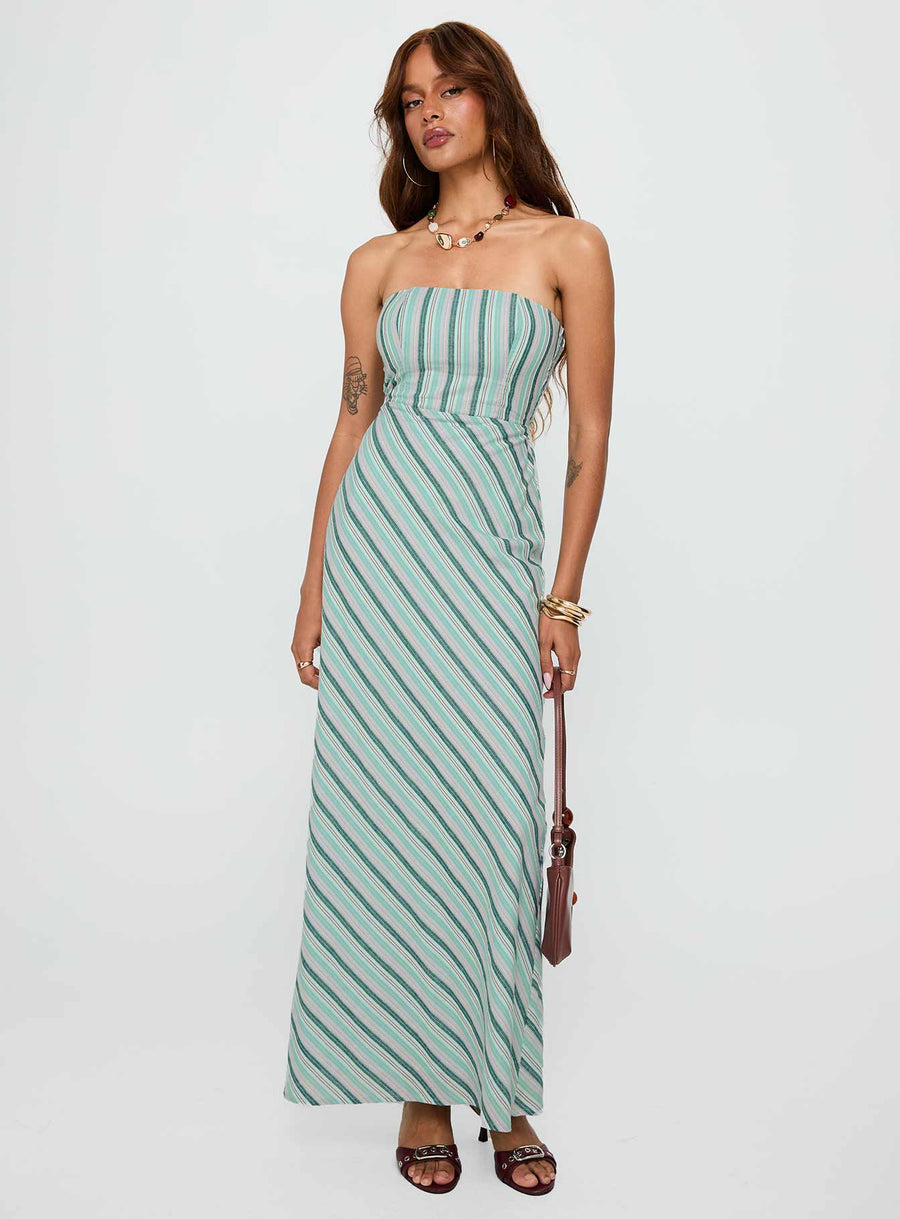 Finchie Strapless Maxi Dress Blue Stripe · photo 3