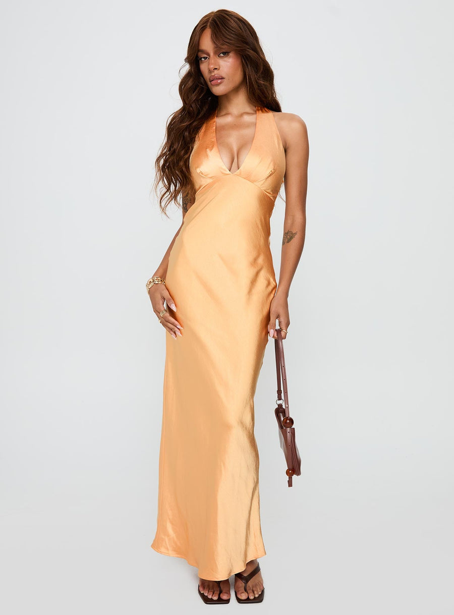 Good For You Halter Maxi Dress Orange · photo 2