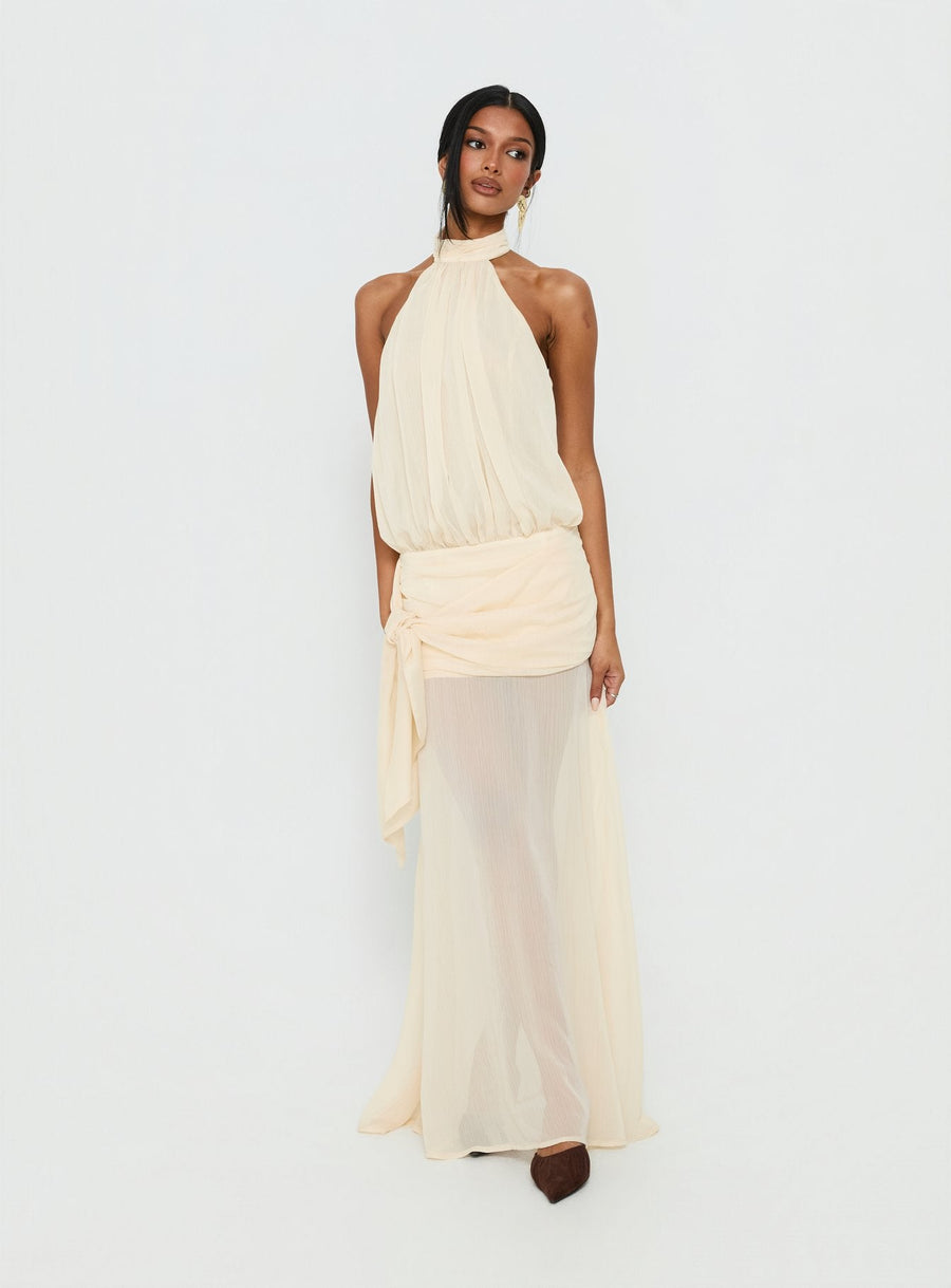 Faythe High Neck Maxi Dress Butter · photo 3
