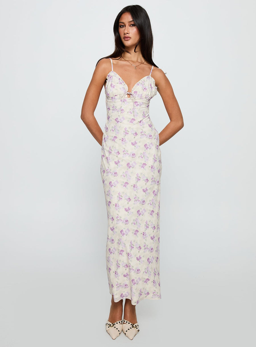 Jessamine Frill Maxi Dress White / Lilac · photo 3