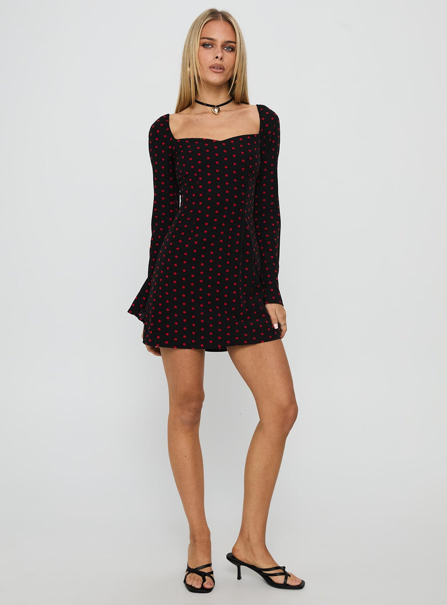 Addisen Long Sleeve Mini Dress Polka Dot · photo 3