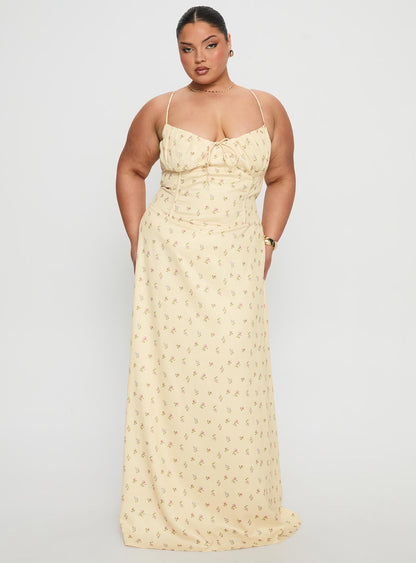 Members Only Maxi Dress Yellow Floral Curve