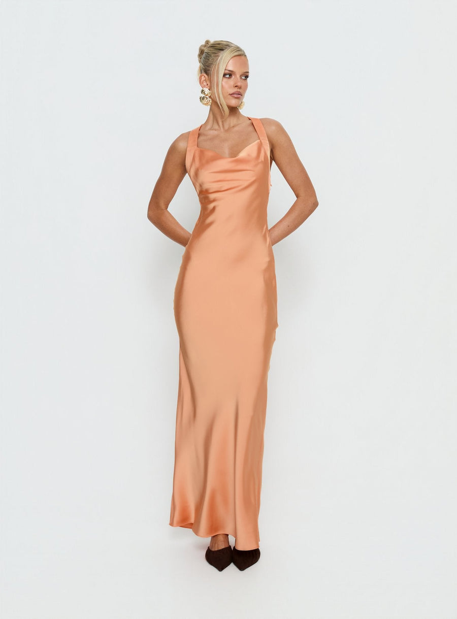 Isitt Cowl Crossover Back Maxi Dress Orange · photo 3
