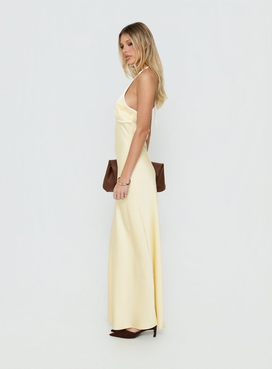 Esmia Halter Maxi Dress Lemon / White · photo 3