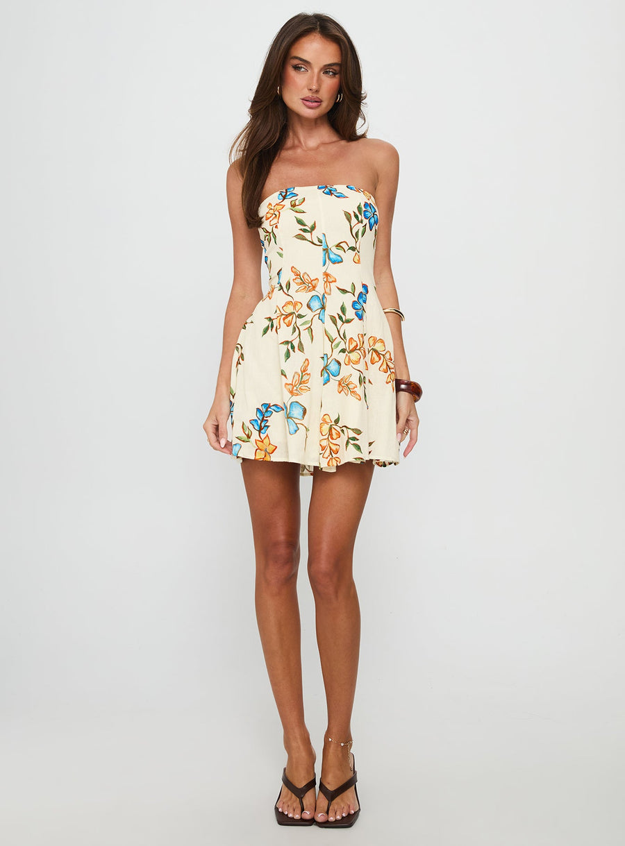 Doe Eyed Tie Back Strapless Mini Dress Multi · photo 2