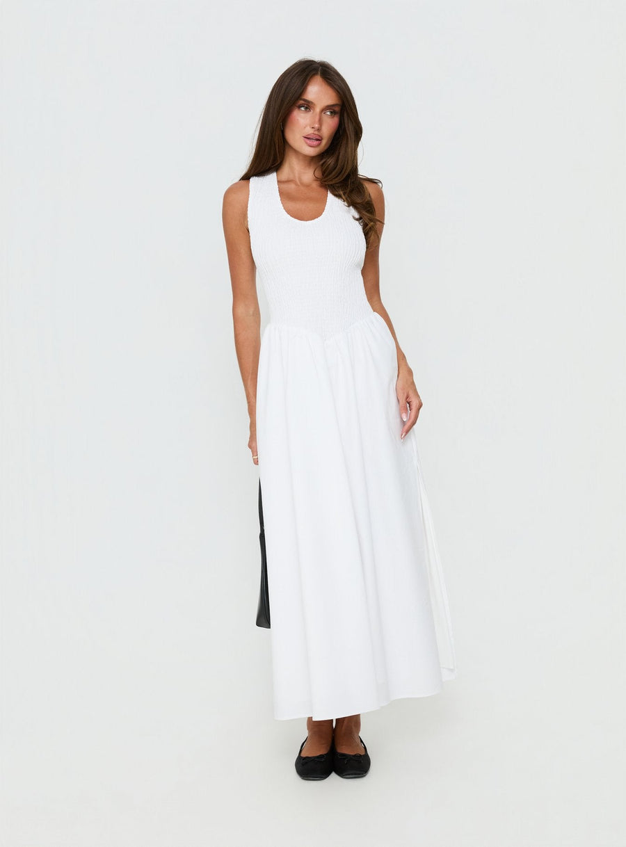 Highgate Drop Waist Pleat Detail Maxi Dress White · photo 3