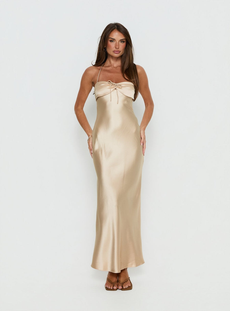 Fireproof Halter Maxi Dress Champagne · photo 3