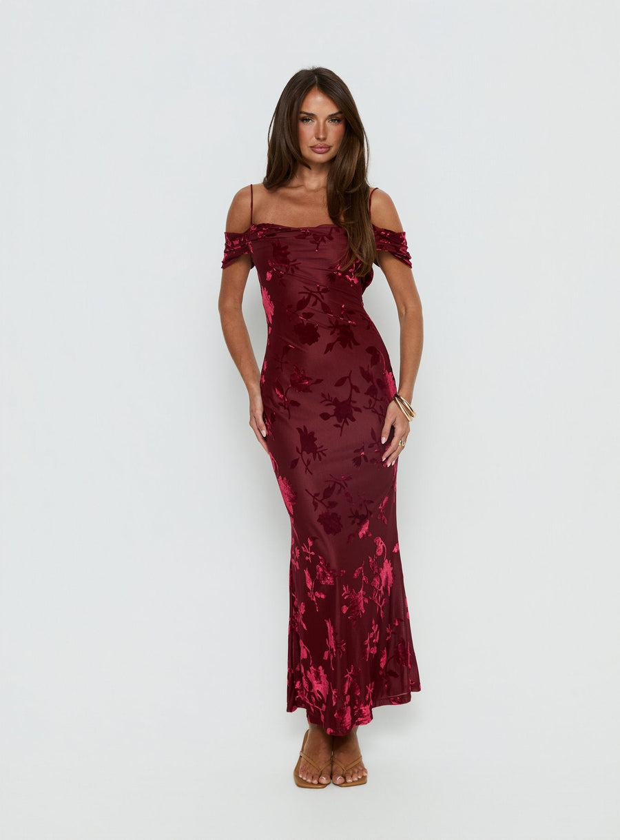 Green Gables Burnout Maxi Dress Burgundy · photo 3