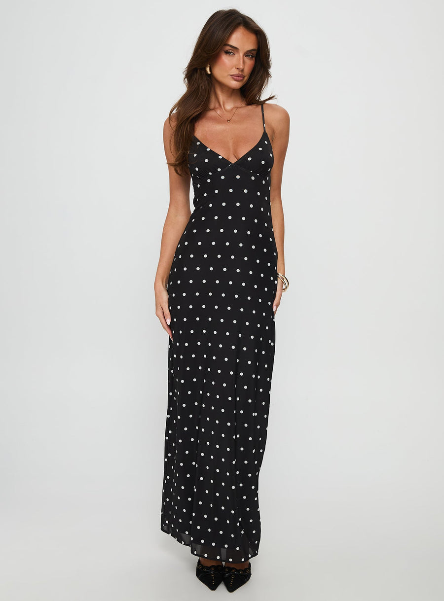 Glass Half Full Mesh Maxi Dress Black Polka · photo 3