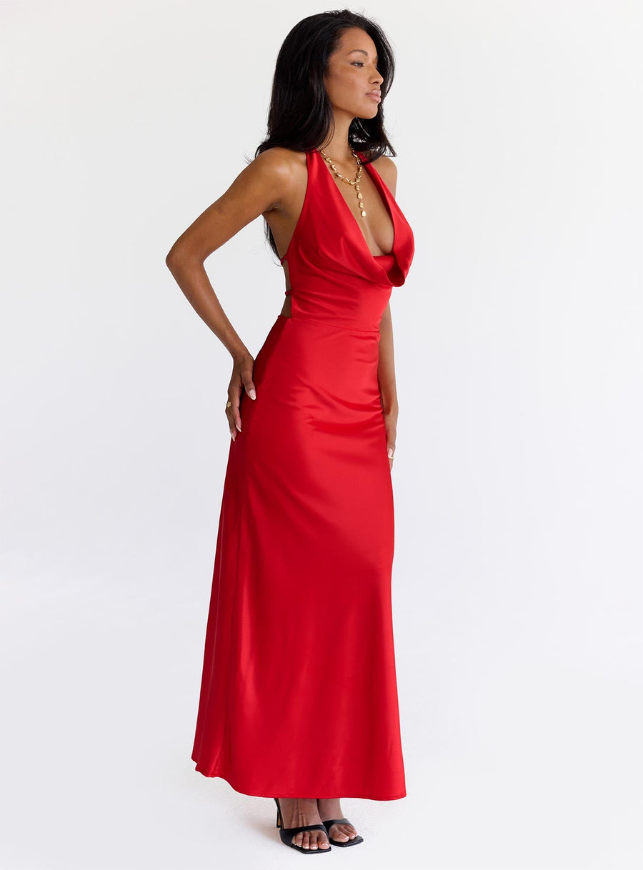 Iridescent Plunge Maxi Dress Red · photo 2