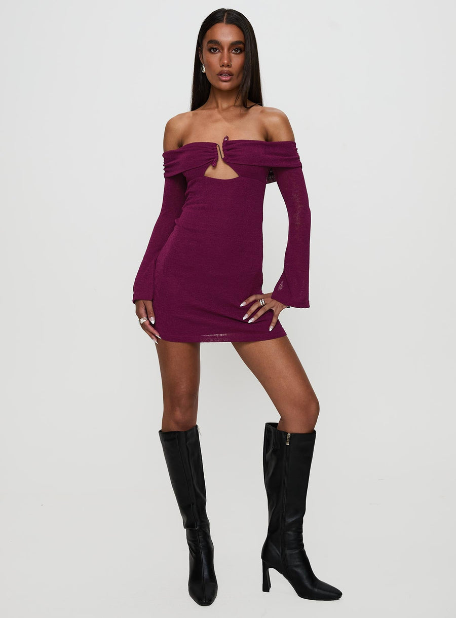Firenza Long Sleeve Mini Dress Purple · photo 3